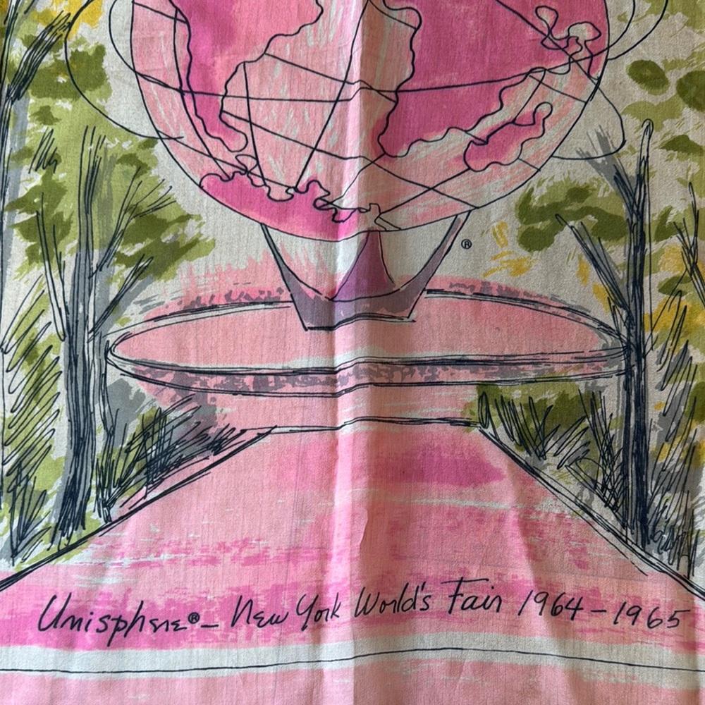 RARE New York World’s Fair Vintage Vera Neumann Globe 🌎 Scenic Silk Scarf - Picture 5 of 5